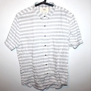 WRK The Reworked Shirt White/ Gray Stripped Men's XXL Slim Fit Button-Down Shirt